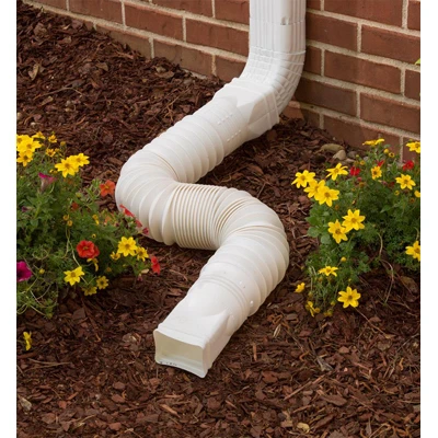 Flexible White Polyethylene Downspout Extension Extending from 24 Inches to 55 Inches