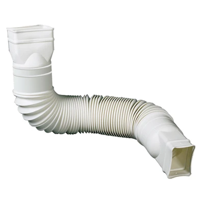 Downspout Extension, Flexible White Poly, Extends 24 - 55 In.