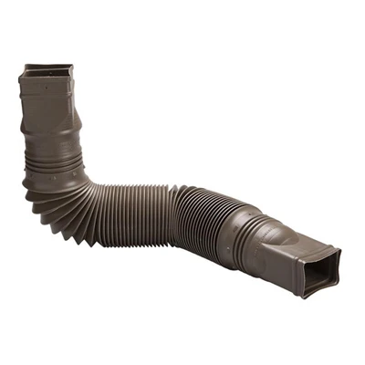 Downspout Extension, Flexible Brown Poly, Extends 24 - 55 In.