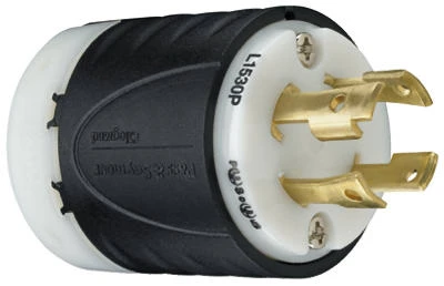 Pass & Seymour Locking Plug, 30-amp, 250-volt, Nema L15-30p, Black/white