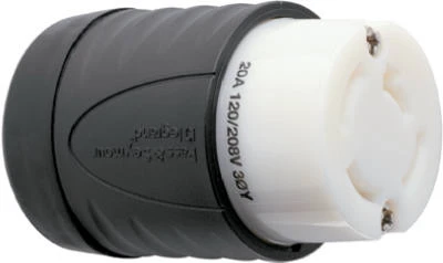 Pass and Seymour Locking Plug Non-NEMA 20 Amp 125 to 208 Volt Black and White