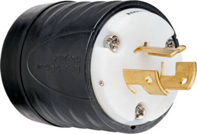 Pass & Seymour Locking Plug, Black & White, 20 Amp, 125/250 Volt, Model 7311sscc