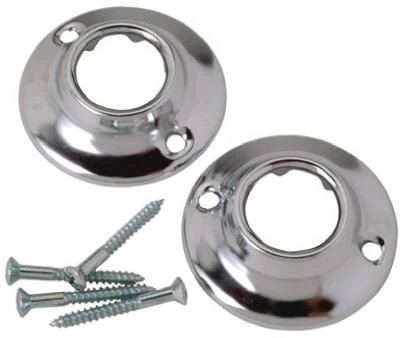 Shower Curtain Rod Flange Set For 1" O.d. Rod With Screws Included