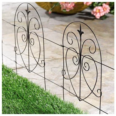 Black Romantic Style Garden Fence Panel, 18 Inch by 8 Foot