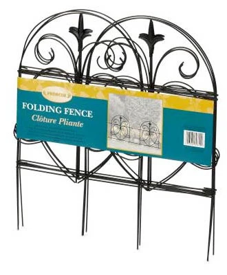 Black Romantic Style Garden Fence Panel, 18 Inch by 8 Foot