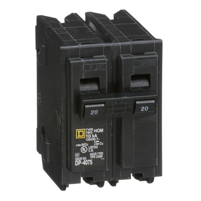 Homeline 20 Amp Double Pole Circuit Breaker for Residential Electrical Panels