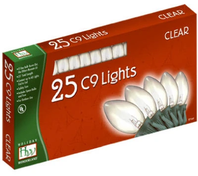 Christmas 25-Light Set, Clear, C9 Bulbs, 25-Ct.