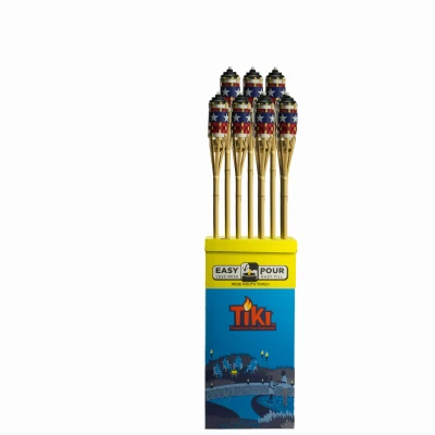 Easy Pour Multi-color Bamboo 57 In. American Flag Torch With Flameguard