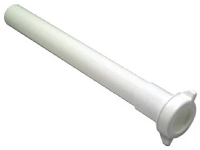 White Plastic Lavatory Drain Extension Tube, 1.25 Inch Outer Diameter by 12 Inch Length