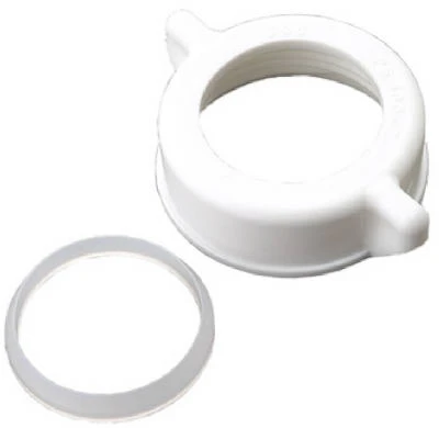 Slip Joint Nut and Washer Set, White Plastic, Fits 1-1/4 Inch Outer Diameter Tubing