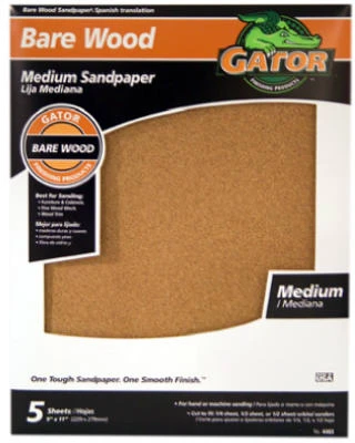 Sandpaper, Garnet Medium 100-Grit, 9 x 11-In., 5-Pk.