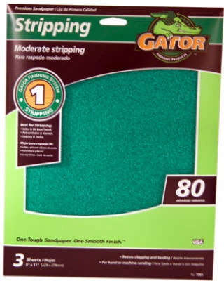 Sandpaper Sheet, 80-Grit, 9 x 11 In., 3-Pk.