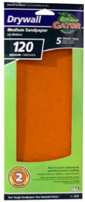 Drywall Sandpaper, 120-Grit, 4.25 x 11.25 In., 5-Pk.