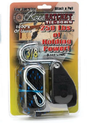 Rope Ratchet with 3/8 Inch Diameter, 8 Foot Rope and Hook