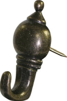 Push Pin Hangers, Colonial, Antique Brass, 3-Pk.