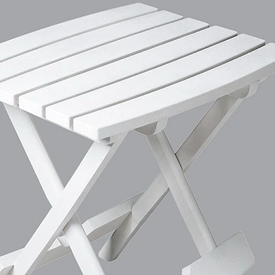 Quik Fold White Resin Patio Side Table, Lightweight and Foldable Design