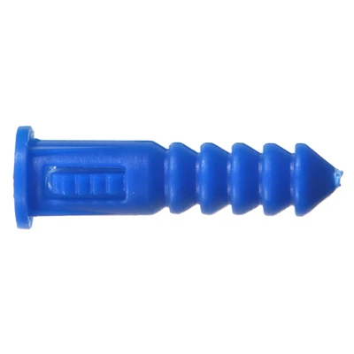 Wall Anchor, Blue Ribbed Plastic, 8-10-12 x 1-1/4-In., 100-Pk.