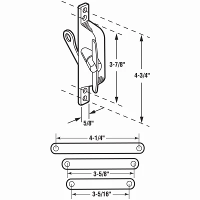 Reversible Jalousie Window Operator with Three Link Arms in Aluminum Finish