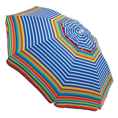 Beach Umbrella with Tilt, Sun-Blocking, Assorted Colors, 6 Ft.