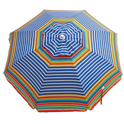 Beach Umbrella with Tilt, Sun-Blocking, Assorted Colors, 6 Ft.