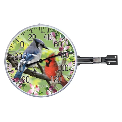 Outdoor Thermometer With Birds Inset,6-In.