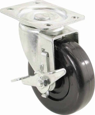 4 Inch Swivel Plate Caster with Side Brake and Polypropylene Wheel