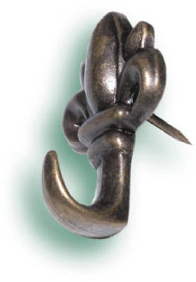 Push Pin Hangers, Fleur-de-Lis, Antique Brass, 3-Pk.