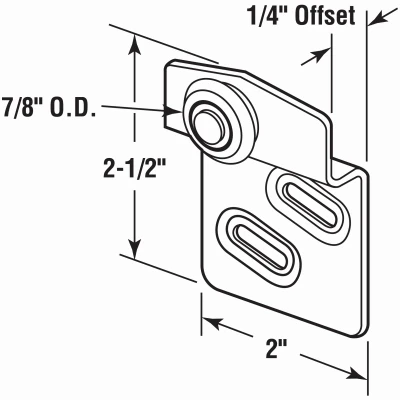 Bypass Sliding Closet Door Top-Hung Front Rollers and Brackets for Atlas Doors, 2-Pk.