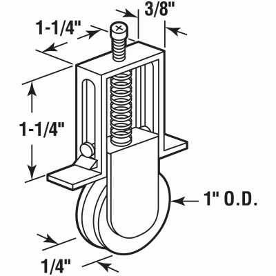 Steel Screen Door Tension Spring Steel Roller for Columbia Doors, 1 In., 2-Pk.