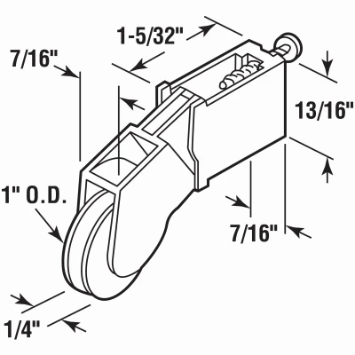 Polyethylene Ball Bearing Roller, Sliding Screen Door Rocker Sty, 1 In., 2-Pk.