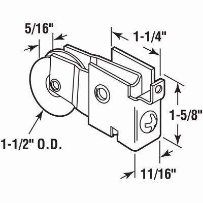 Nylon Ball Bearing Roller, F-Tab Style, Adjustable, Single 1-1/2 In.