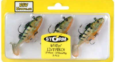 Perch Fishing Lure With Treble Hook, 3-pk, 2" Wild Eye Live Perch