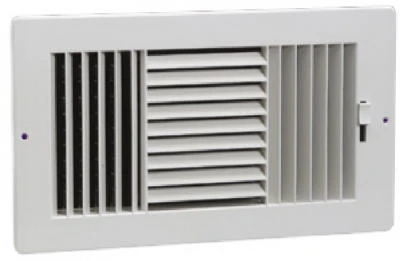 3 Way Sidewall Register, Steel, White, 10 X 6-inch For Hvac Systems