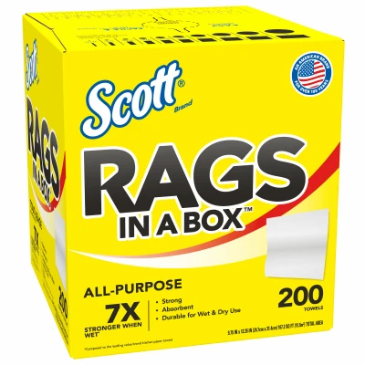 Box of Rags, White, 200-Pk.