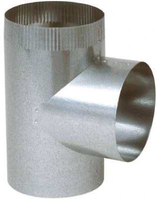 Galvanized Steel HVAC Duct Pipe Straight Tee Connector, 6 Inch by 6 Inch by 6 Inch