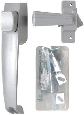 Push Button Door Latch, Out Swinging, Aluminum