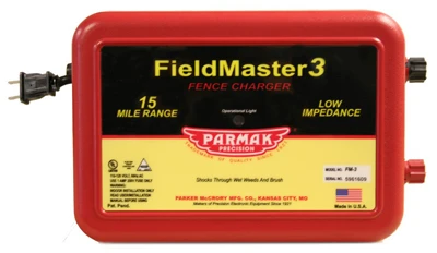 Fieldmaster 3 Electric Fence Charger, 15-Mile, Low Impedance, Plug-In