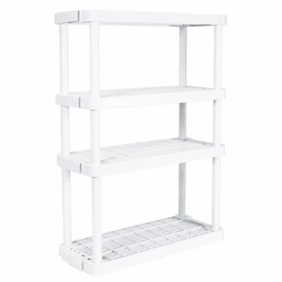 4-Shelf Shelving Unit, Adjustable, Medium Duty, White, 14 x 32 x 54.5 In.
