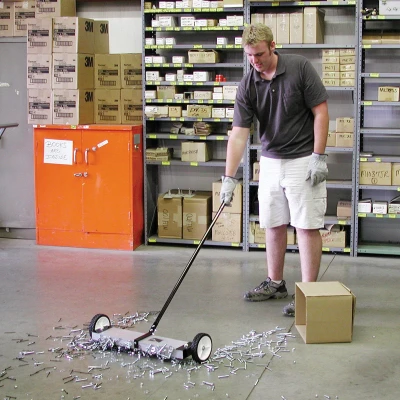 Magnetic Floor Sweeper with 24 Inch Wide Sweeping Path for Metal Debris Pickup