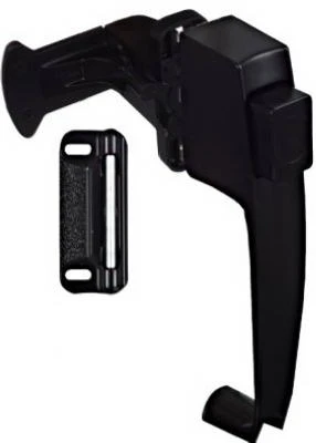 Screen & Storm Door Latch, Push-Button, Black Satin, 1-1/4 In. Hole Spacing