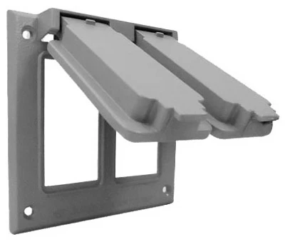 Weatherproof Gfci Flip Cover, Vertical, Double-gang, Gray - Model 2c-2g