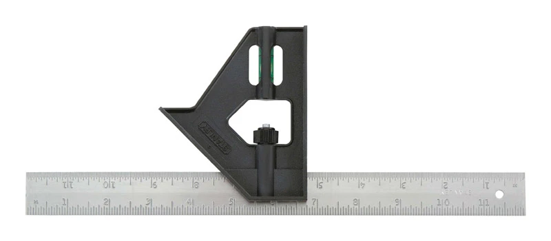 Stanley 12 Inch Aluminum Adjustable Plastic Handle Combination Square Model 46-012