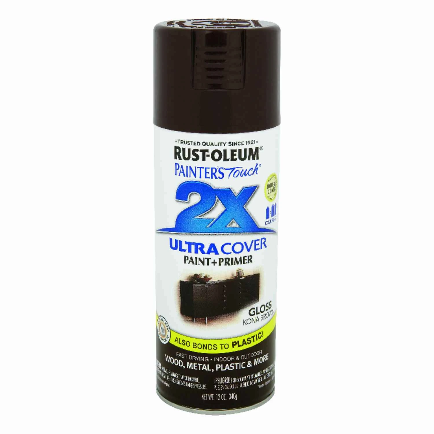 2x Ultra Cover 12 Oz. Gloss Spray Paint, Kona Brown