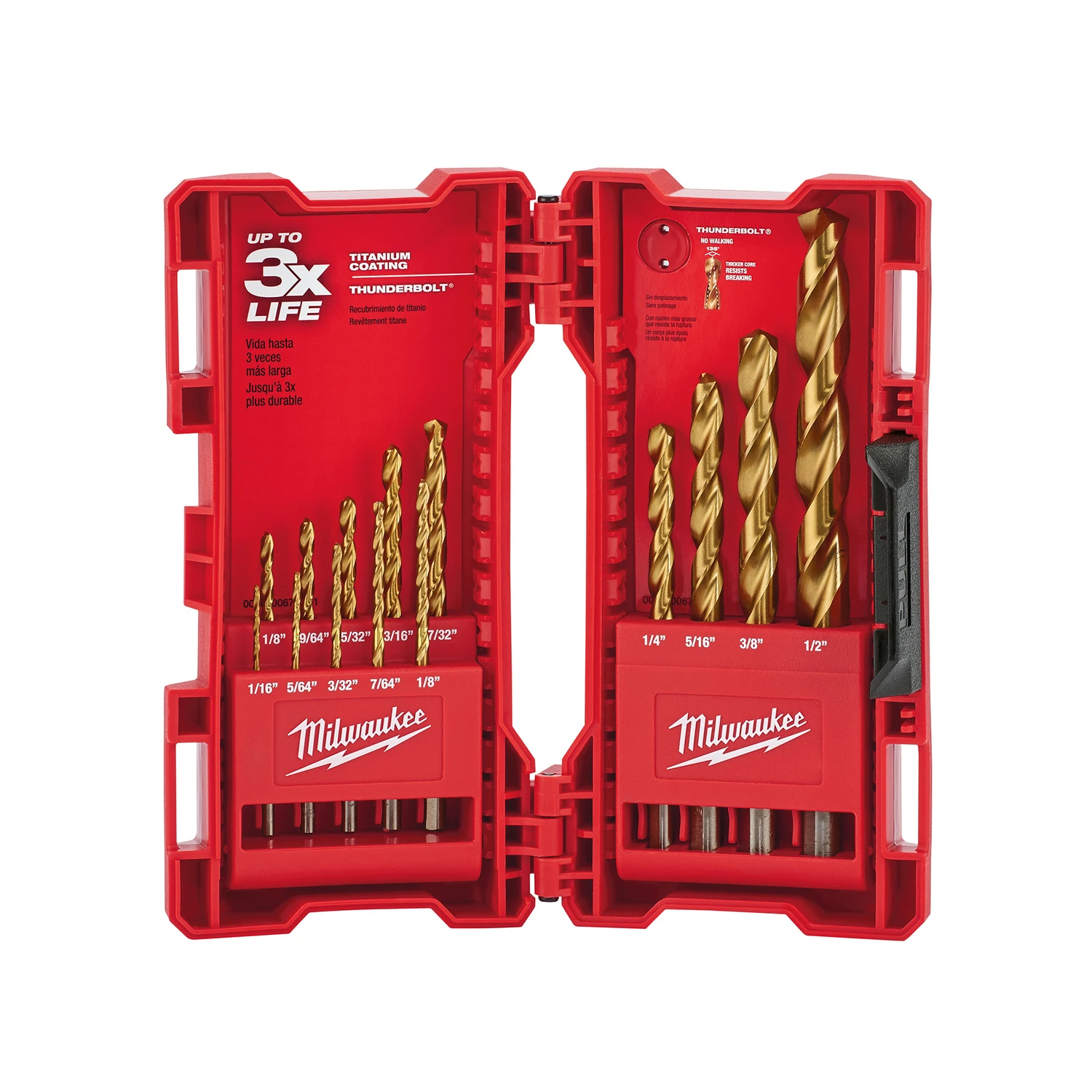 Thunderbolt 14-piece Titanium Drill Bit Set, Sizes 1/16 In. To 1/2 In.