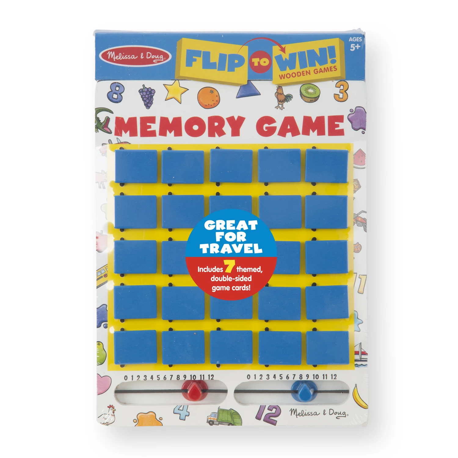 Flip-to-win Memory Game - Wooden Travel Game With 14 Themes