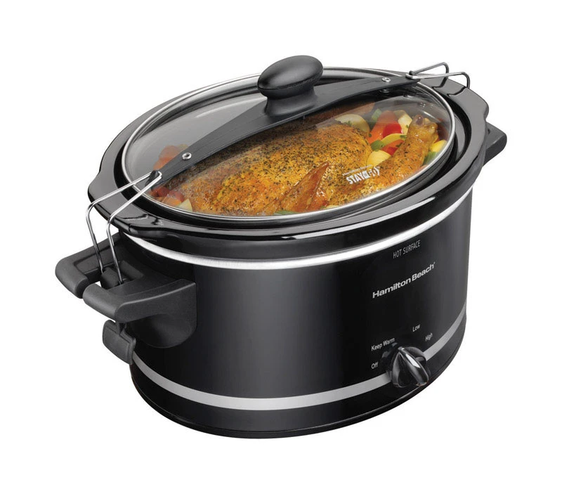 4 Quart Black Metal Stay Or Go Slow Cooker Model 33245