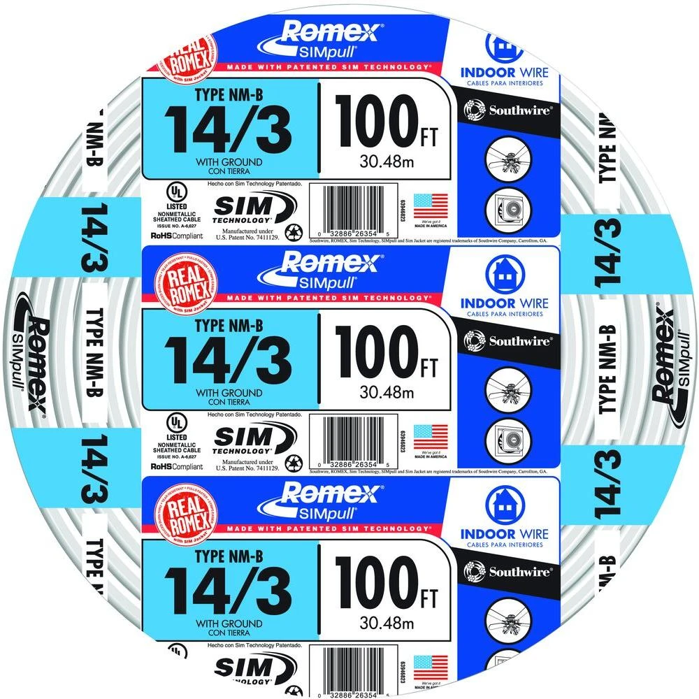100 Ft. 14/3 Solid Non-metallic Electrical Wire With Ground
