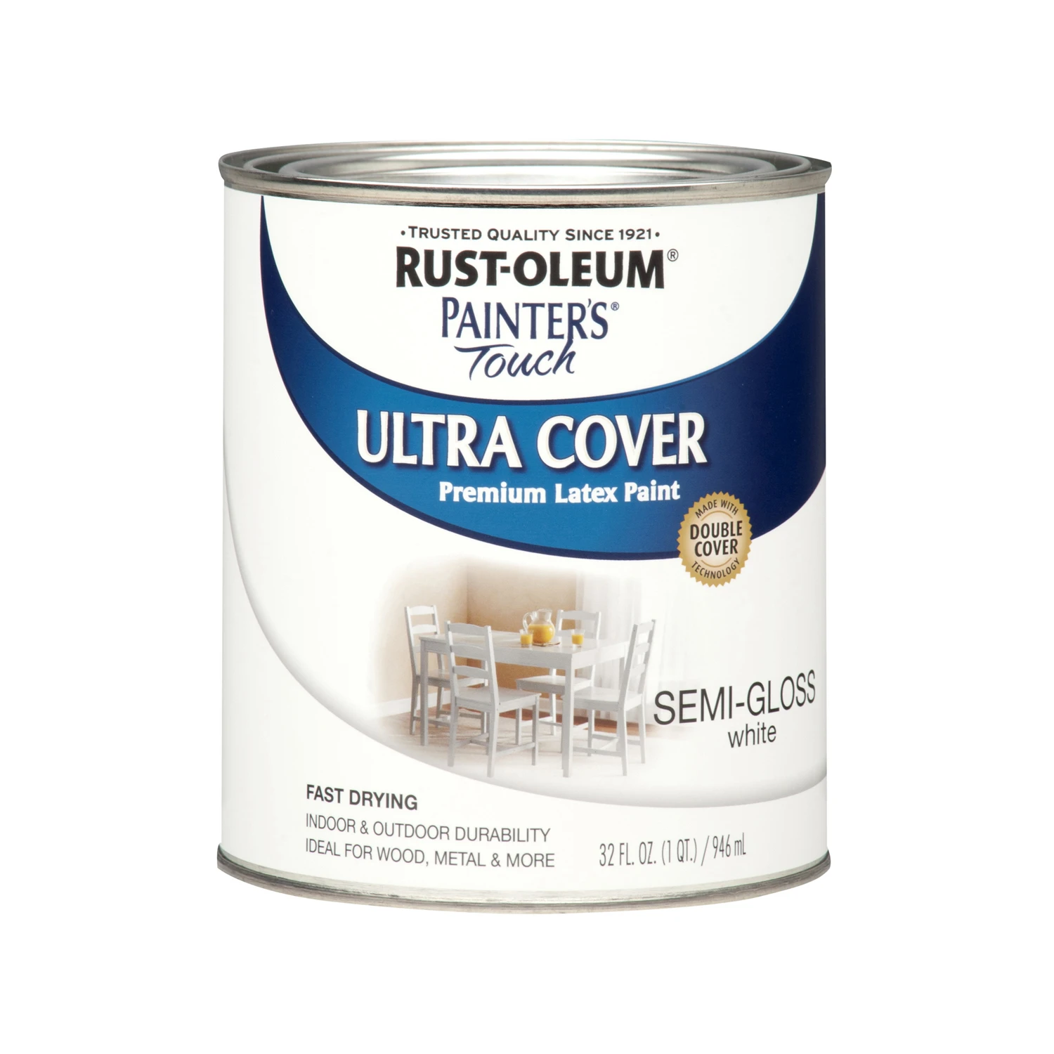 Painter's Touch Ultra Cover Semi-gloss White Latex Paint, 1 Quart