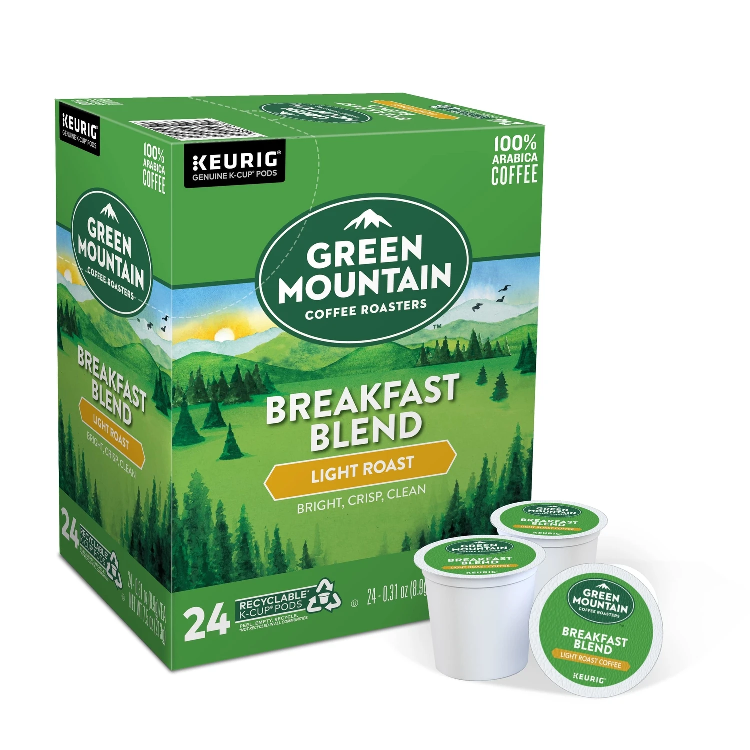 Green Mountain Breakfast Blend K-Cups, Light Roast, 24-Ct.