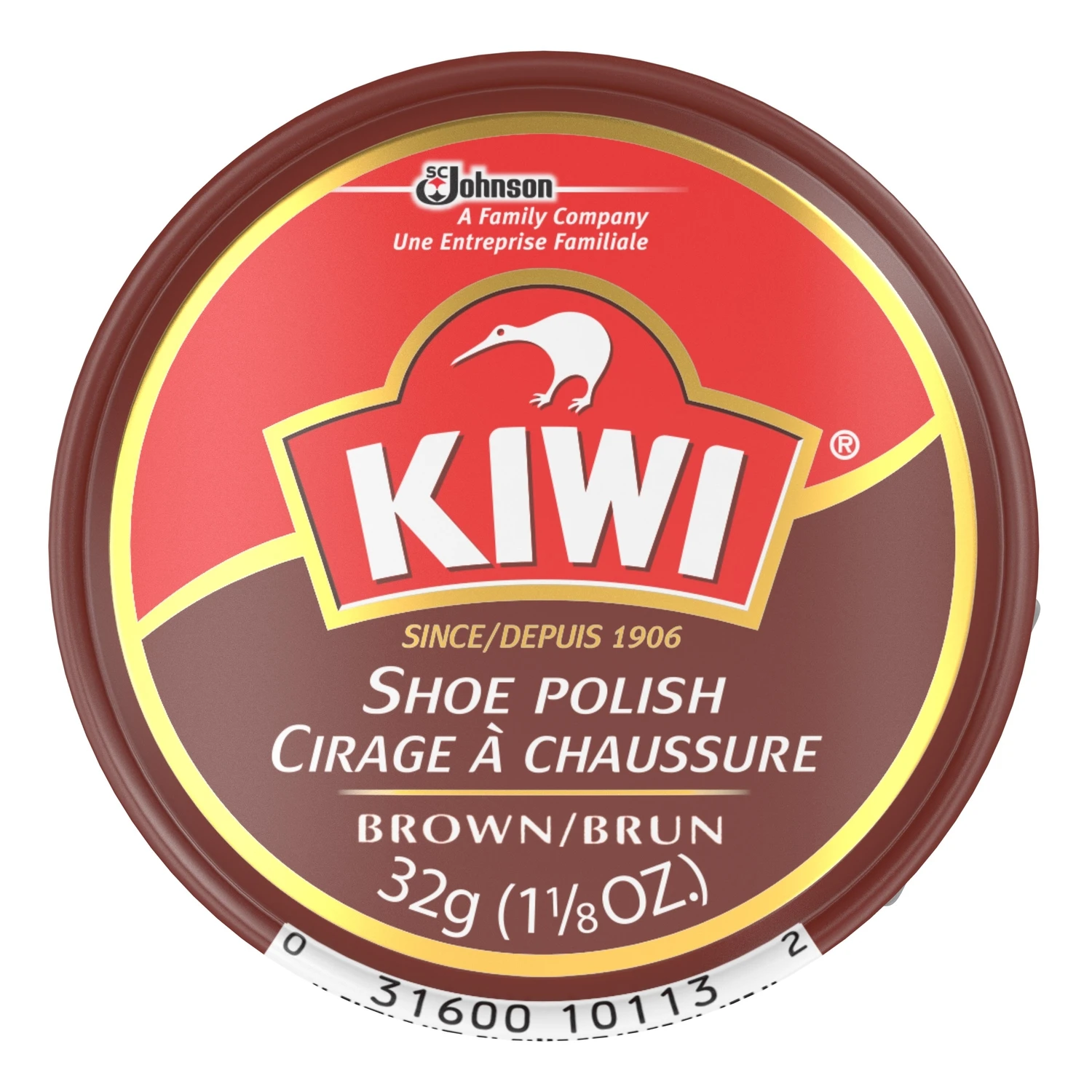 Kiwi 1-1/8 Oz. Brown Shoe Polish - High Gloss Leather Care